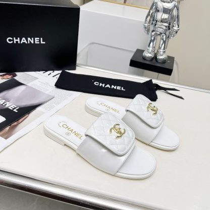 Chanel Early Spring White Full Retro Slippers - Image 7