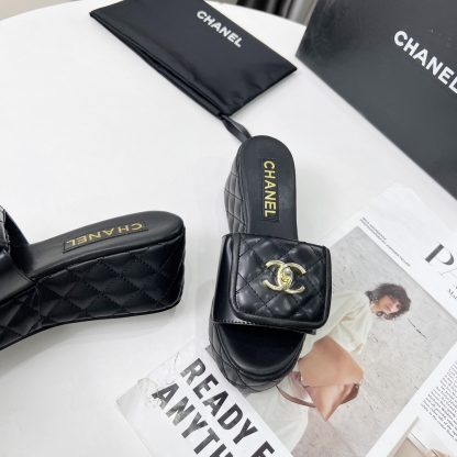 Chanel black spring and summer series European and American catwalk new slippers heel height 6.5 - Image 7