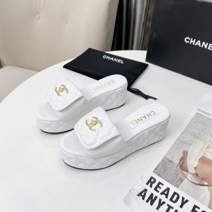 Chanel white spring and summer series European and American catwalk new slippers heel height 6.5 - Image 7
