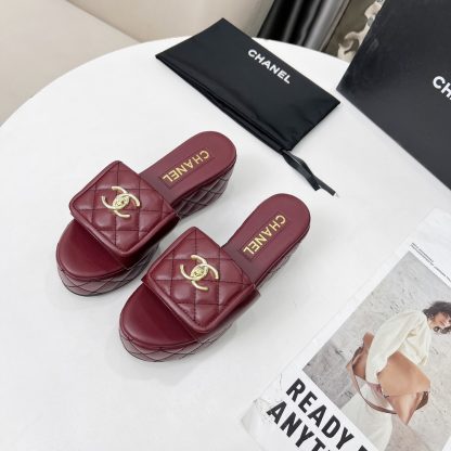 Chanel red spring and summer series European and American catwalk new slippers heel height 6.5 - Image 7
