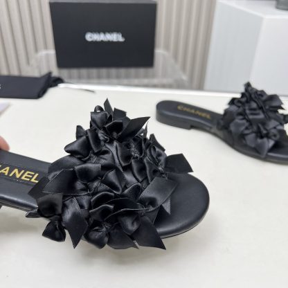 Chanel Spring/Summer Dance Shoes Series Black Slim Retro Feeling Custom Flower Slippers Heel Height 1.5cm - Image 7