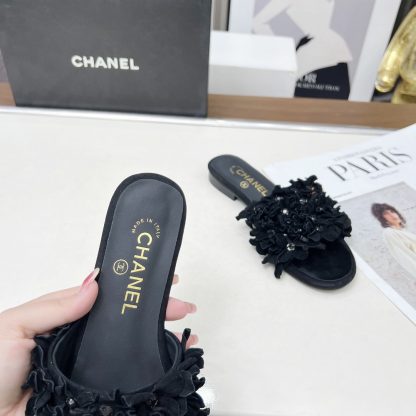 Chanel Spring/Summer Dance Shoes Collection Black Retro Printed Brick Slippers - Image 7