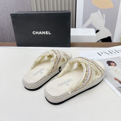 Chanel Early Spring White and Gold Series Small Round Toe Hot Brick Slippers - Image 7