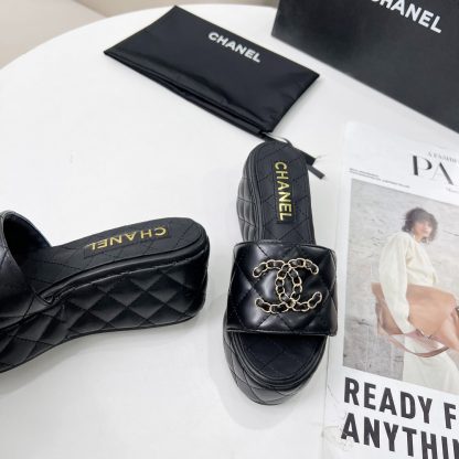 Chanel Spring/Summer Dance Shoes Series Black European and American Catwalk New Slippers Heel Height 6.5cm - Image 7