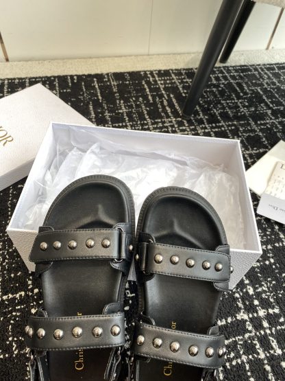 Dior black Velcro strap rivet flat sandals - Image 7