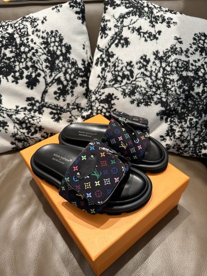 Louis Vuitton Couple's Small Backpack and Four-Color Slippers - Image 7