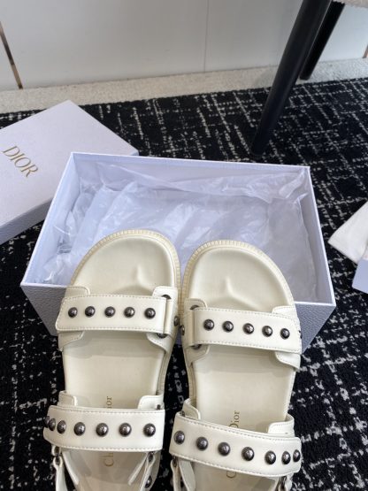 Dior Velcro Strap Studded Flat Sandals - Image 7