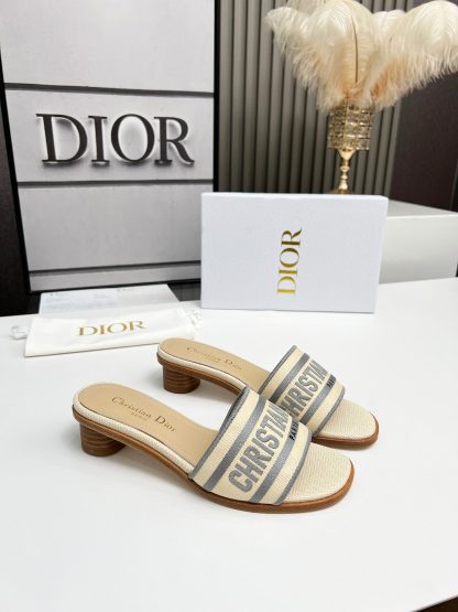Dior women's monogram embroidered leather sole elegant high-heeled sandals - Image 7