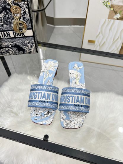 Dior light blue monogram embroidered high-heeled sandals - Image 7