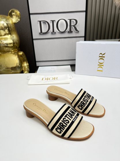 Dior Women's Monogram Embroidered Leather High Heel Sandals - Image 7