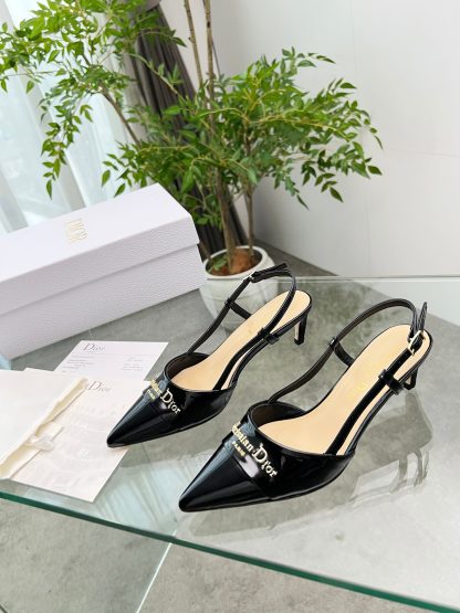 Dior patent leather shiny black temperament high heels - Image 7