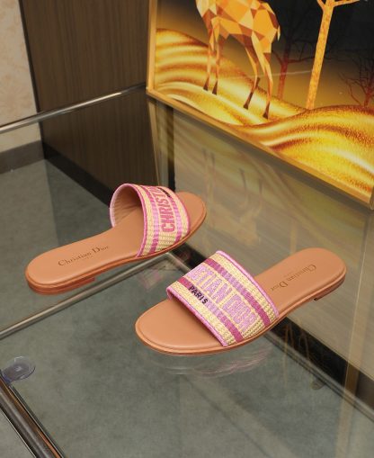 Dior embroidered lettering flip flops - Image 7