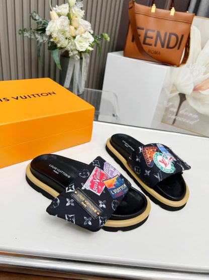 Louis Vuitton embossed logo slippers Pool Pillow Comfort flat slides - Image 7