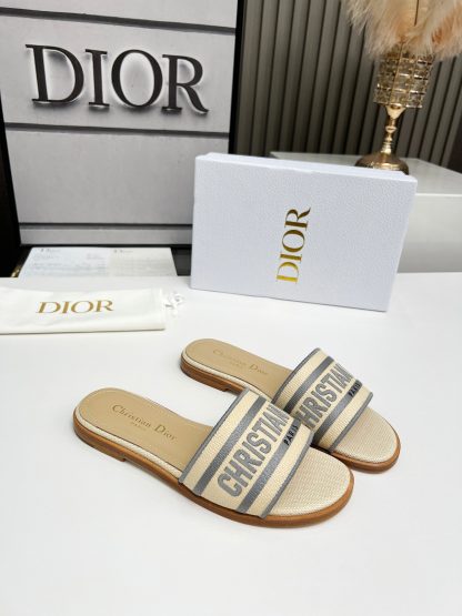 Dior Women's Monogram Embroidered Slippers - Image 7