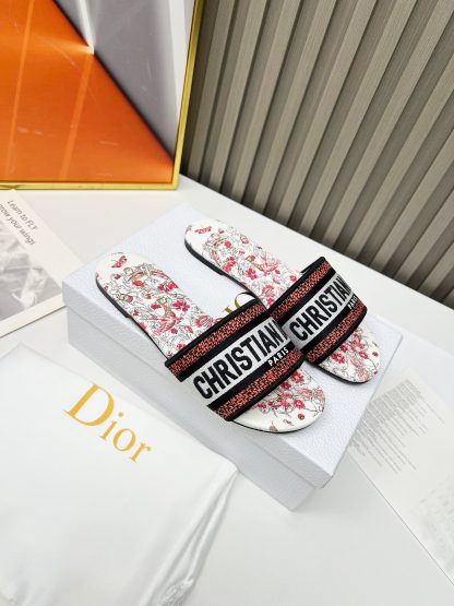 Dior classic women's monogram embroidered leather-soled slippers - Image 7