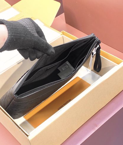 Louis Vuitton Black Leather Embossed POCHETTE VOYAGE SOUPLE Clutch - Image 8