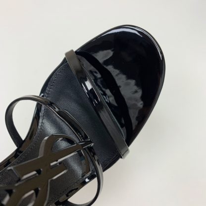 Ysl patent leather shiny lettering sandals high heels - Image 8