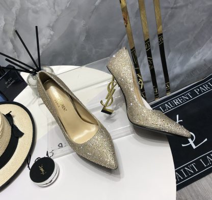 Ysl Elegant Full Diamond Crystal High Heels - Image 7