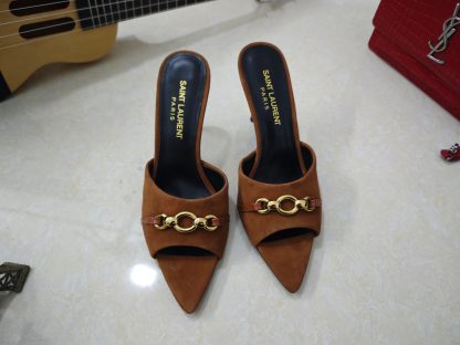 Ysl stiletto high-heeled sandals with Ysl logo - Image 7