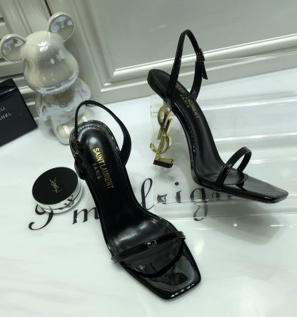 Ysl Logo Square Toe High Heels - Image 8