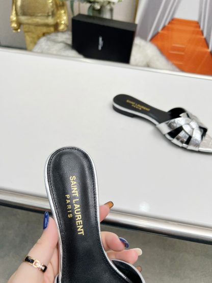 Ysl Silver Elegant Slippers - Image 8