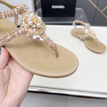Chanel Spring-Summer Dance Shoes Collection New Retro Apricot Sandals - Image 8