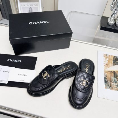 Chanel autumn and winter new goddess elegant temperament black half-slippers - Image 8
