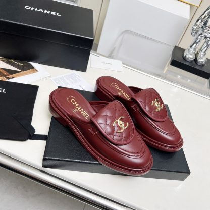 Chanel autumn and winter new goddess elegant temperament red half-slippers - Image 8