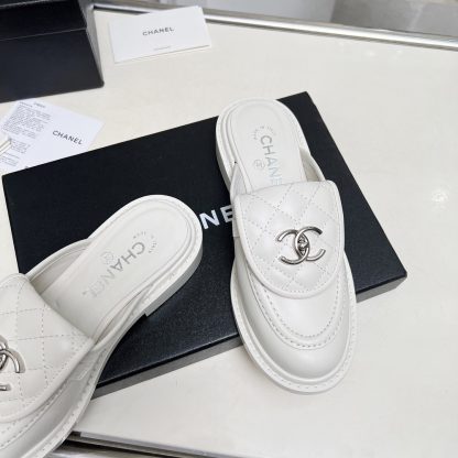 Chanel autumn and winter new goddess elegant temperament white half-slippers - Image 8