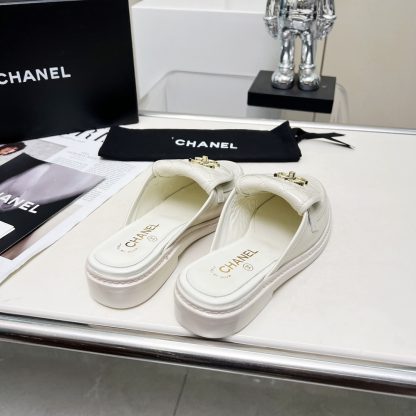 Chanel autumn and winter new goddess elegant temperament off-white half-slippers - Image 8