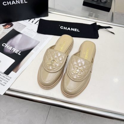 Chanel autumn and winter new goddess elegant temperament apricot half-slippers - Image 8