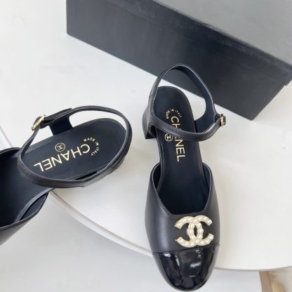 Chanel Spring and Summer Dance Shoes Series New Black with Pearl Sandals - Image 8