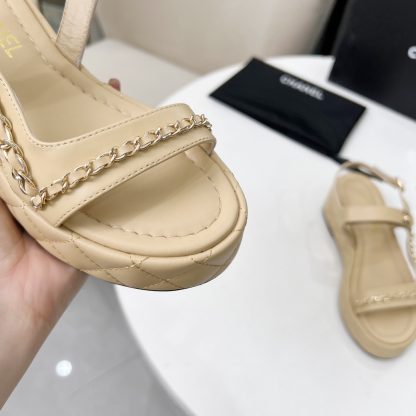 Chanel Spring and Summer Apricot Dance Shoes Series New European and American Catwalk Sandals - Image 8
