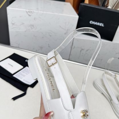 Chanel Spring and Summer Dance Shoes Series New White Round Toe Sandals Heel Height 2.5cm - Image 8
