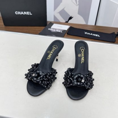 Chanel Spring and Summer Black Dance Shoes Series New Custom Flower Sandals Heel Height 8.5cm - Image 8