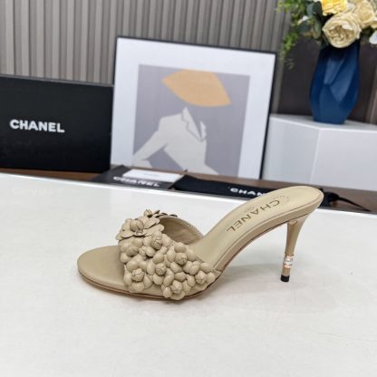 Chanel Spring and Summer Apricot Dance Shoes Series New Custom Flower Sandals Heel Height 8.5cm - Image 8