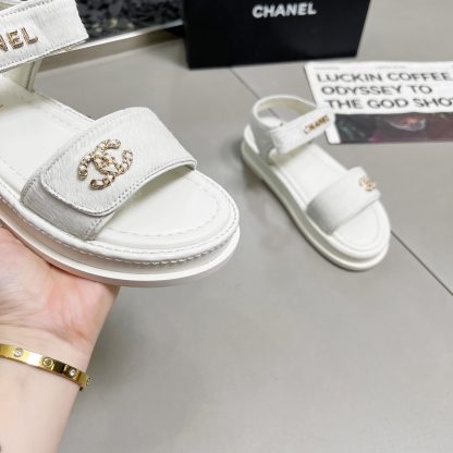 Chanel Early Spring Sandals Series White Retro Sandals Thickness 3cm - Image 8