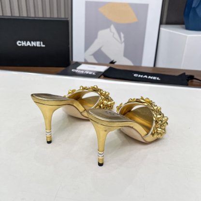 Chanel Spring and Summer Golden Dancing Shoes Series New Custom Flower Sandals Heel Height 8.5cm - Image 8