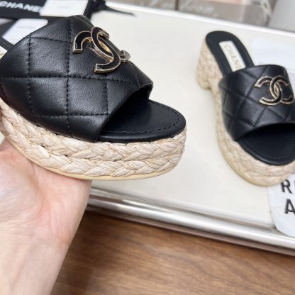 Chanel black spring and summer dance shoes series slimming sandals with heel height 6.5cm - Image 8