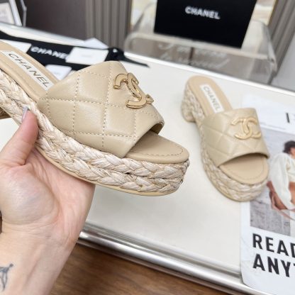 Chanel apricot spring and summer dancing shoes series slimming sandals with a heel height of 6.5cm - Image 8