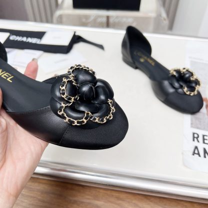 Chanel Spring/Summer Dancing Shoes Series Small Round Toe Black Flat Sandals Heel Height 1.5cm - Image 8
