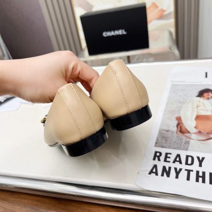 Chanel Spring/Summer Dancing Shoes Series Small Round Toe Apricot Flat Sandals Heel Height 1.5cm - Image 8