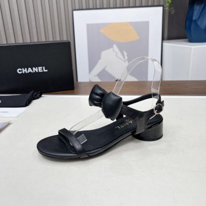 Chanel Spring/Summer Dancing Shoes Collection Black Bowknot Sandals Heel Height 3.5cm - Image 8