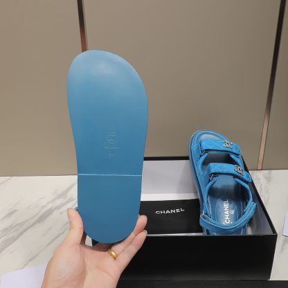 Chanel Temperament Denim Blue Sandals - Image 8