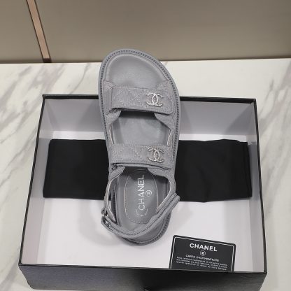 Chanel Temperament Denim Grey Sandals - Image 8