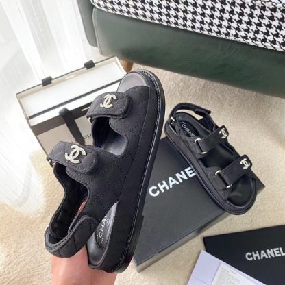 Chanel Temperament Denim Black Classic Sandals - Image 8