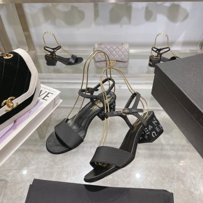 Chanel Early Spring Small Round Toe Slim Retro Heightening Black Sandals Heel Height 4.5cm - Image 7