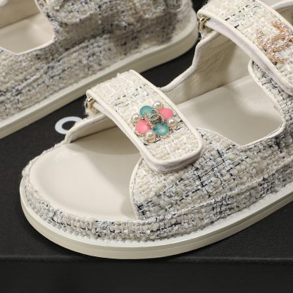 Chanel Check Design Classic Velcro Sandals - Image 8