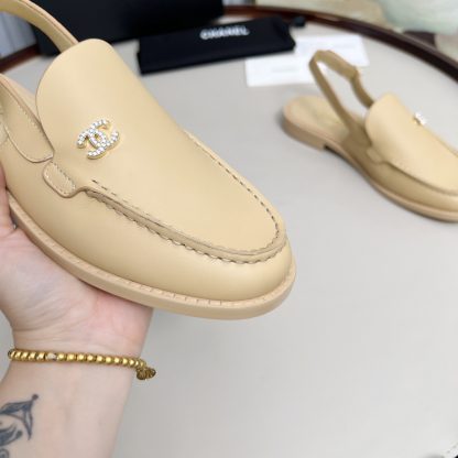 Chanel apricot spring and summer dancing shoes series retro style half-slip sandals heel height 2.5cm - Image 8