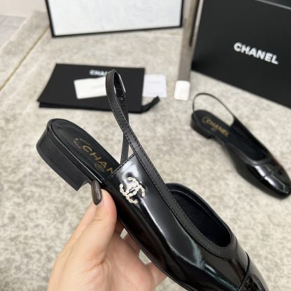 Chanel Spring and Summer Dance Shoes Series New Black Glossy Retro Sandals - Image 8